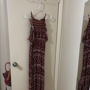 Elegant kids Maroon spaghetti strap ruffle Dress